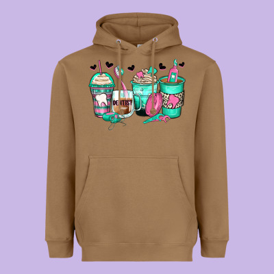 Dentist Coffee Cups Heavyweight Hoodie Designed By Zillion Design Studio