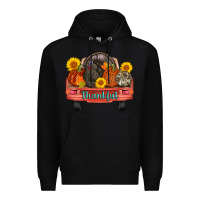 Black thankful turkey truck Premium Hoodie - AdoDesignShop
