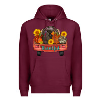 Burgundy thankful turkey truck Premium Hoodie - AdoDesignShop