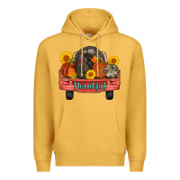 Mustard thankful turkey truck Premium Hoodie - AdoDesignShop