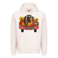 Pale Pink thankful turkey truck Premium Hoodie - AdoDesignShop
