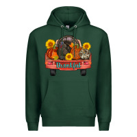 Sports Green thankful turkey truck Premium Hoodie - AdoDesignShop