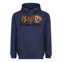Navy peace love cockapoo Heavyweight Hoodie - RanaPortraitStore