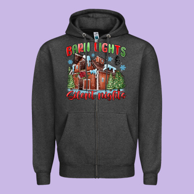 Zipper Hoodie barn lights and silent nights