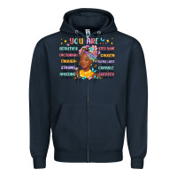 Navy you are beautiful victorious enough strong Zipper Hoodie - MaliasSmallBusiness