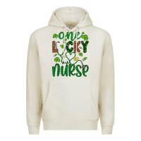 Oatmeal Heather Leopard Glitter One Lucky Nurse Premium Hoodie - Artiststas