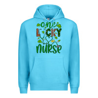 Ocean Blue Leopard Glitter One Lucky Nurse Premium Hoodie - Artiststas