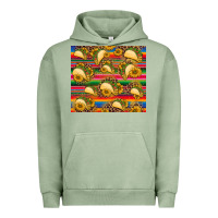 Pigment Oil Green tacos and sunflowers with serape leopard background Urban Hoodie - BarkalooDesign