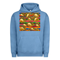 Pigment Pebble Blue tacos and sunflowers with serape leopard background Urban Hoodie - BarkalooDesign