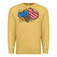 Antique Gold American Flag heart Premium Sweatshirt - CowGirlArtShop