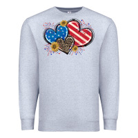 Heather Grey American Flag heart Premium Sweatshirt - CowGirlArtShop