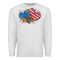 Oatmeal Heather American Flag heart Premium Sweatshirt - CowGirlArtShop
