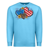 Ocean Blue American Flag heart Premium Sweatshirt - CowGirlArtShop