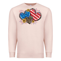Pale Pink American Flag heart Premium Sweatshirt - CowGirlArtShop