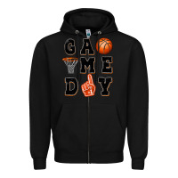 Black basketball game day Zipper Hoodie - MaliasSmallBusiness