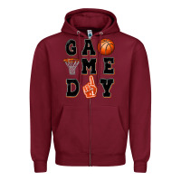 Burgundy basketball game day Zipper Hoodie - MaliasSmallBusiness