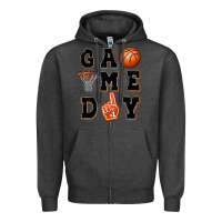 Charcoal Heather basketball game day Zipper Hoodie - MaliasSmallBusiness