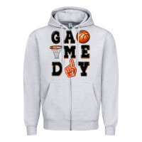 Heather Grey basketball game day Zipper Hoodie - MaliasSmallBusiness