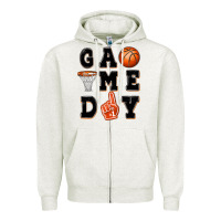 Oatmeal Heather basketball game day Zipper Hoodie - MaliasSmallBusiness