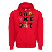 Red basketball game day Zipper Hoodie - MaliasSmallBusiness