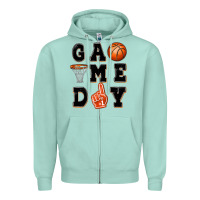 Seafoam basketball game day Zipper Hoodie - MaliasSmallBusiness