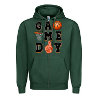 Sports Green basketball game day Zipper Hoodie - MaliasSmallBusiness