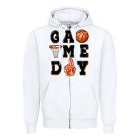 White basketball game day Zipper Hoodie - MaliasSmallBusiness