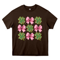 Chocolate Brown clover bow Heavy Core Tee - CowhideDigitalArt