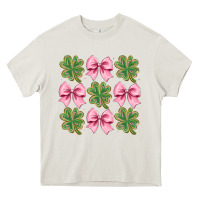 Cream clover bow Heavy Core Tee - CowhideDigitalArt