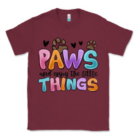 Burgundy paws and enjoy the little things Classic Tee - MaliasSmallBusiness