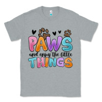 Heather Grey paws and enjoy the little things Classic Tee - MaliasSmallBusiness