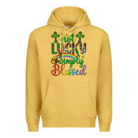 Antique Gold Western St. Patrick's Day Cross Not Lucky Simply Blessed Premium Hoodie - Artiststas