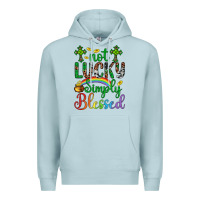 Blue Mist Western St. Patrick's Day Cross Not Lucky Simply Blessed Premium Hoodie - Artiststas
