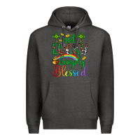 Charcoal Heather Western St. Patrick's Day Cross Not Lucky Simply Blessed Premium Hoodie - Artiststas