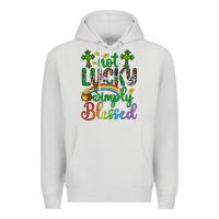 Dove Grey Western St. Patrick's Day Cross Not Lucky Simply Blessed Premium Hoodie - Artiststas