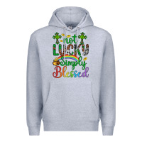 Heather Grey Western St. Patrick's Day Cross Not Lucky Simply Blessed Premium Hoodie - Artiststas