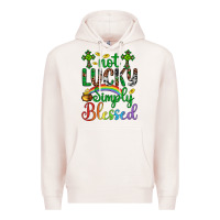 Pale Pink Western St. Patrick's Day Cross Not Lucky Simply Blessed Premium Hoodie - Artiststas