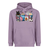 Lavender cat coffee cups Heavyweight Hoodie - Zillion Design Studio