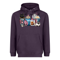 Plum cat coffee cups Heavyweight Hoodie - Zillion Design Studio