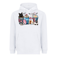 White cat coffee cups Heavyweight Hoodie - Zillion Design Studio