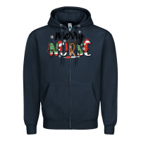 Navy merry nurse Zipper Hoodie - MaliasSmallBusiness