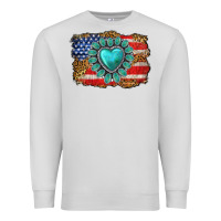 Dove Grey American flag leopard turquoise gemstone Premium Sweatshirt - Neo Western