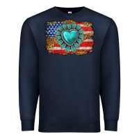 Navy American flag leopard turquoise gemstone Premium Sweatshirt - Neo Western