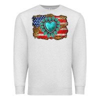 Oatmeal Heather American flag leopard turquoise gemstone Premium Sweatshirt - Neo Western