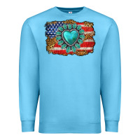 Ocean Blue American flag leopard turquoise gemstone Premium Sweatshirt - Neo Western