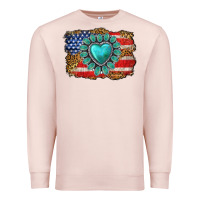 Pale Pink American flag leopard turquoise gemstone Premium Sweatshirt - Neo Western