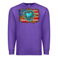 Purple American flag leopard turquoise gemstone Premium Sweatshirt - Neo Western