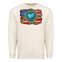 Sandshell American flag leopard turquoise gemstone Premium Sweatshirt - Neo Western