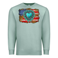 Seafoam American flag leopard turquoise gemstone Premium Sweatshirt - Neo Western