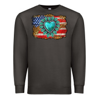 Smoke American flag leopard turquoise gemstone Premium Sweatshirt - Neo Western